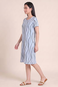 Zivame Knit Cotton Knee Length Nightdress - Ice Water — thumbnail 2